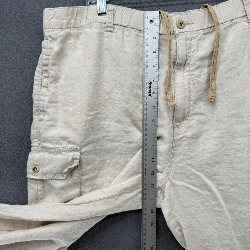 Tommy Bahama Cargo Pants Relax Mens XXL Beige 100% Linen Drawstring Waist Sand